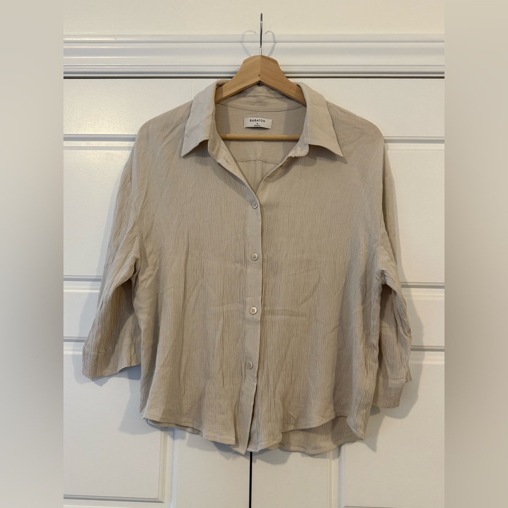 Babaton Light Tan Button-Down Shirt